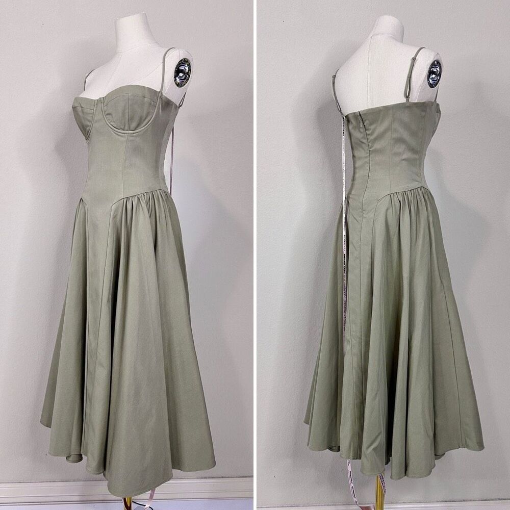NWT House of CB Samaria Elm Taupe Corset Midi Dress M Romantic Coquette Wedding - Picture 12 of 16